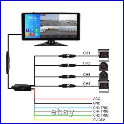 10 Touch Screen Quad Monitor 360° Parking DVR Side Backup Cameras For Truck RV