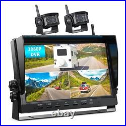 10 Wireless Backup Camera Quad Split Monitor withRecording for RV/Truck/Trailer