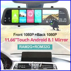 11.66'' Android 8.1 2+32G Car DVR Rearview Mirror Dash Cam Recorder Camera Kit