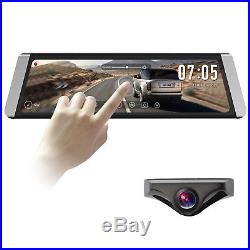 1296P 9.88'' Touch Screen Mirror Dash Cam Video Recorder GPS + Rear View Camera