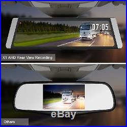 1296P 9.88'' Touch Screen Mirror Dash Cam Video Recorder GPS + Rear View Camera