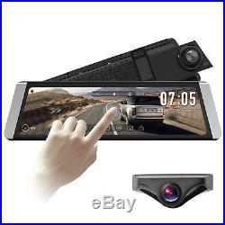 1296P Dual Lens Car DVR Mirror Dash Cam Video Recorder + Rear View Camera Kit