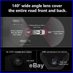 1296P HD Dual Lens Car DVR Mirror Dash Cam Video Recorder + Rear View Camera Kit
