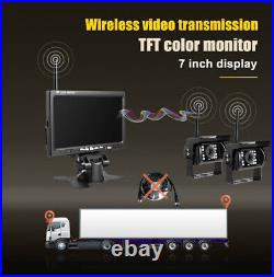 12V-24V Wireless Dual Rear View Reversing System 7 Car Monitor Backup Cameras