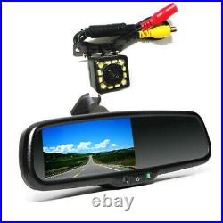12V 4.3 Reversing Dimming Rear View Mirror +Rear 12 LED Camera Night Vision US