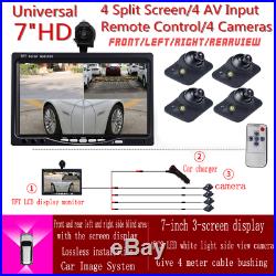 12V 7 HD Quad Image Car Dash LCD Monitor Kit +Front/Left/Right Rear View Camera