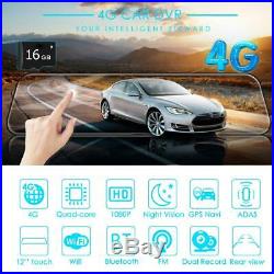 12 Touch 4G Android8.1 Car DVR Camera GPS BT ADAS WiFi Rearview Mirror Dash Cam