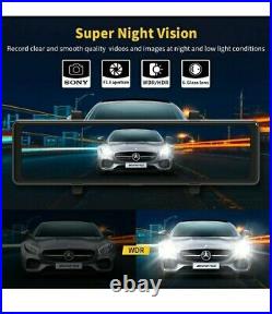 12 Touch Screen Dash Cam 2.5K HD Mirror Backup Camera with Night Vision 64 GB