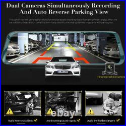 12in Touch Screen Car DVR Rear View Mirror 1080P Camera Dual Lens Video Recorder