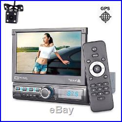 1 DIN 7 HD GPS SAT NAV Car Stereo Player USB Radio Bluetooth + Rearview Camera