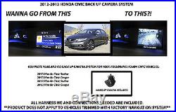 2012-2016 Honda CIVIC Back Up Camera System Rear View Camera Kit Inc. Harness