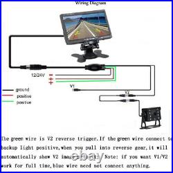 24V Display 7 Monitor Car Rear View Camera Backup Reverse For Bus Truck Trailer