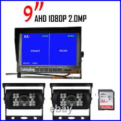 2HD 1080P Reversing Backup Camera 12V/24V + 9 Car DVR Recorder Monitor 10m20m