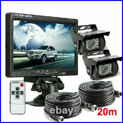 2X Rear View Backup Camera Night Vision System 20m + 7 Monitor For RV Truck Bus