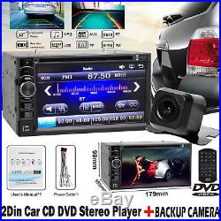 2 DIN Car Multimedia FM AM Radio DVD CD MP3 Player Bluetooth HD Rear View Camera