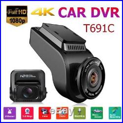 2 Front 4K 2160P Dual Lens Dash Cam Car DVR Camera with 1080P HD Rearview Camera