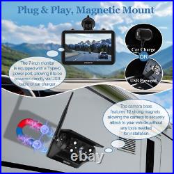 2 Solar Magnetic Wireless Backup Camera 7 HD Monitor Rear View Reverse System