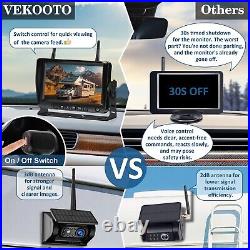 2 Solar Magnetic Wireless Backup Camera 7 HD Monitor Rear View System Kit