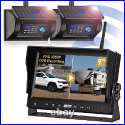 2 Solar Magnetic Wireless Backup Camera 9 HD Monitor Rear View Reverse System