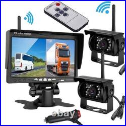 2x Wireless Rear View Backup Camera 7 HD Monitor for Truck Caravan RVs 12-24V