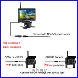 2x Wireless Rear View Backup Camera System with 7 LCD Monitor For RV Truck Lorry