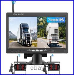 2x Wireless Rear View Reverse Camera with 7 Split Monitor for Truck Caravan RVs