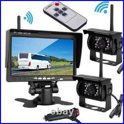 2x Wireless Rear View Reverse Camera with 7 Split Monitor for Truck Caravan RVs