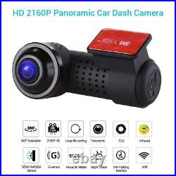 360° Panoramic Car DVR Dual Cameras Full View front & rear dash cam APP control