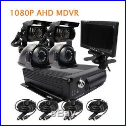 4CH 1080P Car Mobile DVR Video Recorder Rear View CCTV Camera System 7 Monitor