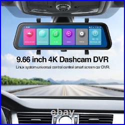 4K Dash Cam Mirror Carplay GPS WiFi Voice Control Car Rear View Dual Camera 9.6