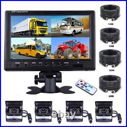 4X Backup Camera System + 9 Quad Split Monitor DVR Recorder For Truck Trailer
