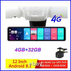 4+32G Android 8.1 rearview mirror camera 3 split screen dual DVR ADAS DashCam