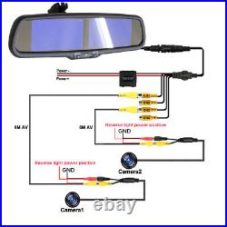 4.3Inch Dual Screen Car Rear View Mirror Monitor Radar Sensor Backup Cameras Kit