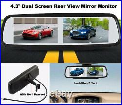 4.3Split Dualscreen Monitor Car 360 Degree+Front/Rear View Reversing Camera Kit