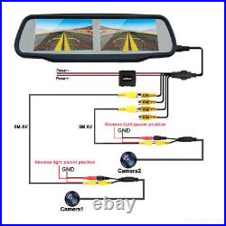 4.3 4 Channel Mirror Monitor 2 Flush Mount Backup Camera for Rear View Parking