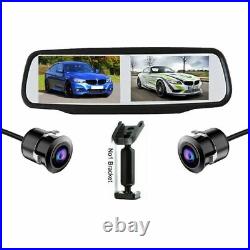 4.3 Dual Screen Split Car Mirror Monitor+2 Parking Rear Front Side View Cameras