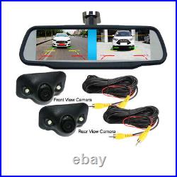 4.3 LCD Monitor Dual Screen Split+ 2 Car Front Side View Reverse Cameras System