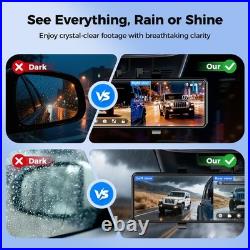 4 Channel Mirror Dash Cam, 12 Rear View Mirror Camera, Dash Cam Front and Rear