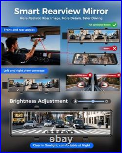 4 Channel Mirror Dash Cam, 12 Rear View Mirror Camera, Dash Cam Front and Rear