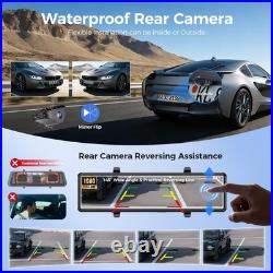 4 Channel Mirror Dash Cam, 12 Rear View Mirror Camera, Dash Cam Front and Rear