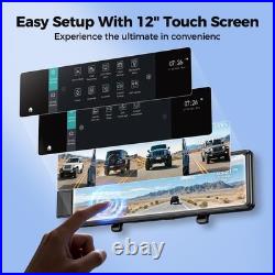 4 Channel Mirror Dash Cam, 12 Rear View Mirror Camera, Dash Cam Front and Rear