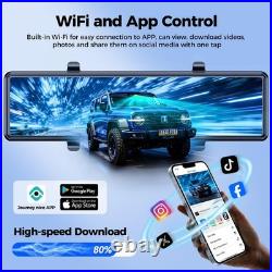 4 Channel Mirror Dash Cam, 12 Rear View Mirror Camera, Dash Cam Front and Rear