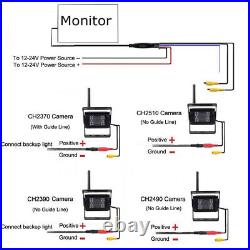 4 X Wireless Backup Rear View Camera Night Vision System+ 7Monitor For RV Truck
