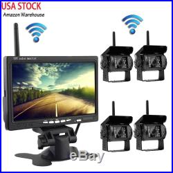 4 X Wireless Rear View Backup Camera Night Vision + 7 Monitor For RV Truck Bus