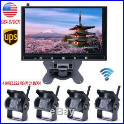 4xWireless IR RearView Camera+9 Monitor For RV Truck Backup Night Vision System