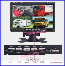 4x Car Front Rear Side View Reverse Backup Camera System + 7 Quad Split Monitor