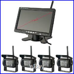 4x Wireless IR Rear View Back up Camera System + 7 Monitor For Truck RV 12-24V