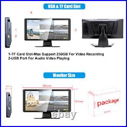 5CH 10.36 Quad Monitor DVR 5 Backup Camera For Truck Semi Box Bus RV Caravan