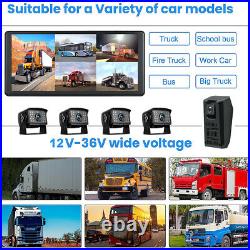 5CH 10.36 Quad Monitor DVR 5 Backup Camera For Truck Semi Box Bus RV Caravan