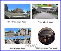 5.0 Dash Cam 360° Panoramic Car DVR Camera 1080P Video Recorder Rearview Mirror